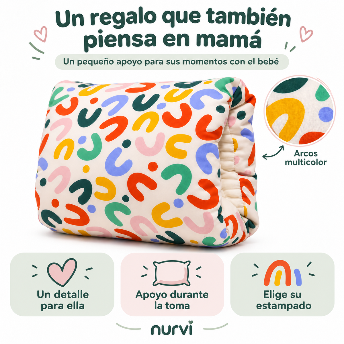 Un regalo que también piensa en mamá: cojín Nurvi Arcos multicolor